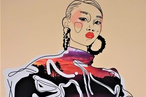 colourful portrait artwork by a student