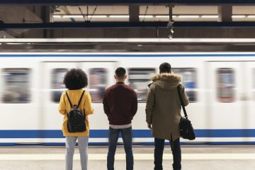 Students waiting for train