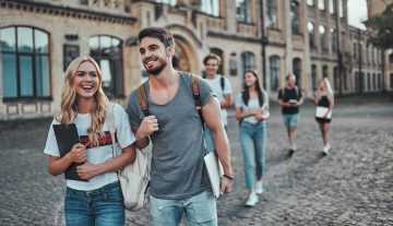 students walking