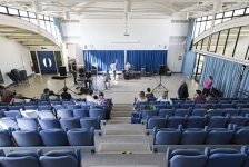 a view from the top of the tiered seating in martin read hall