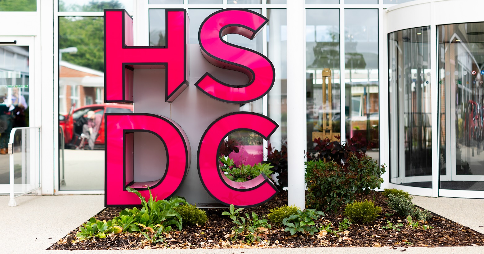 The HSDC logo outside the front of havant campus showing our logo to the community