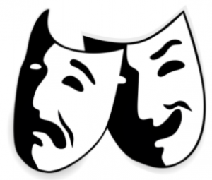 two masks represetning a happy and sad face - plays