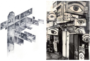 Imagery around surreal and the theme of windows and openings