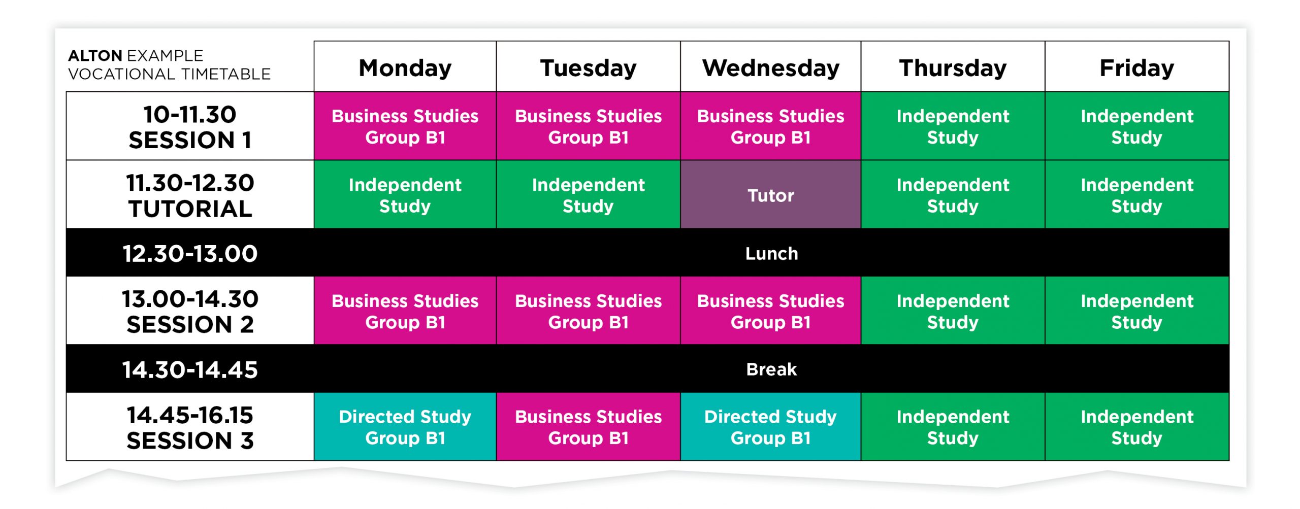 Alton Campus Example Timetable HSDC