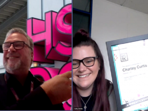 Charley Curtis virtually receiving an award from HSDC